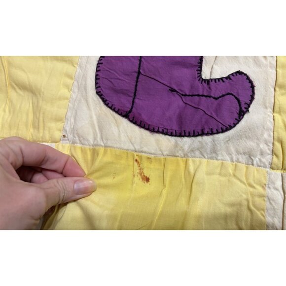 Vintage Handmade Patchwork Baby Quilt Teddy Bears 1940's Damaged READ - Picture 3 of 9